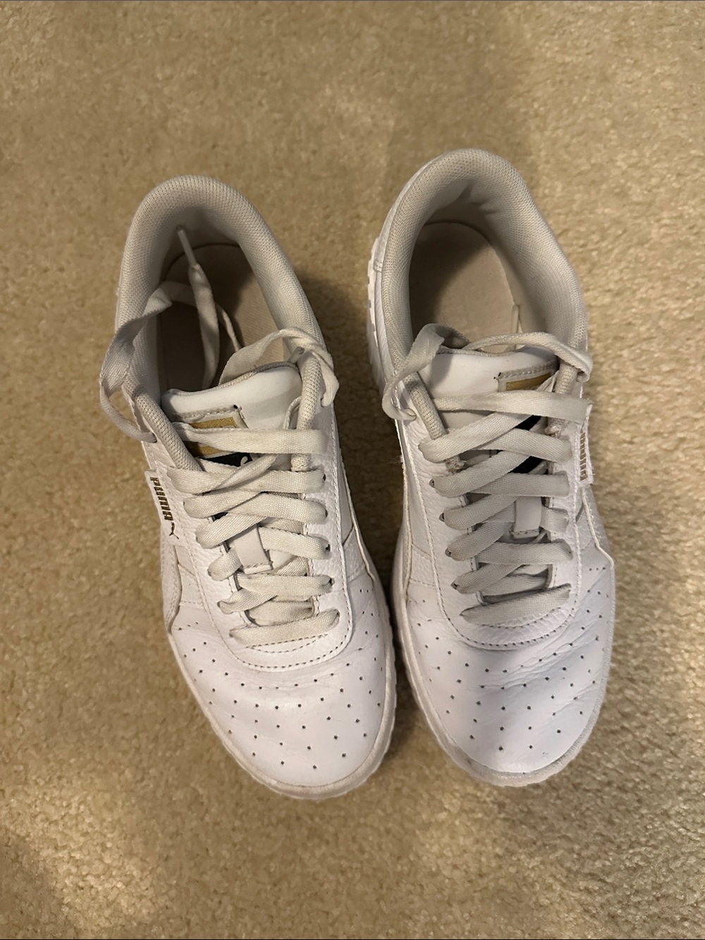 Puma White Platform Leather Sneakers